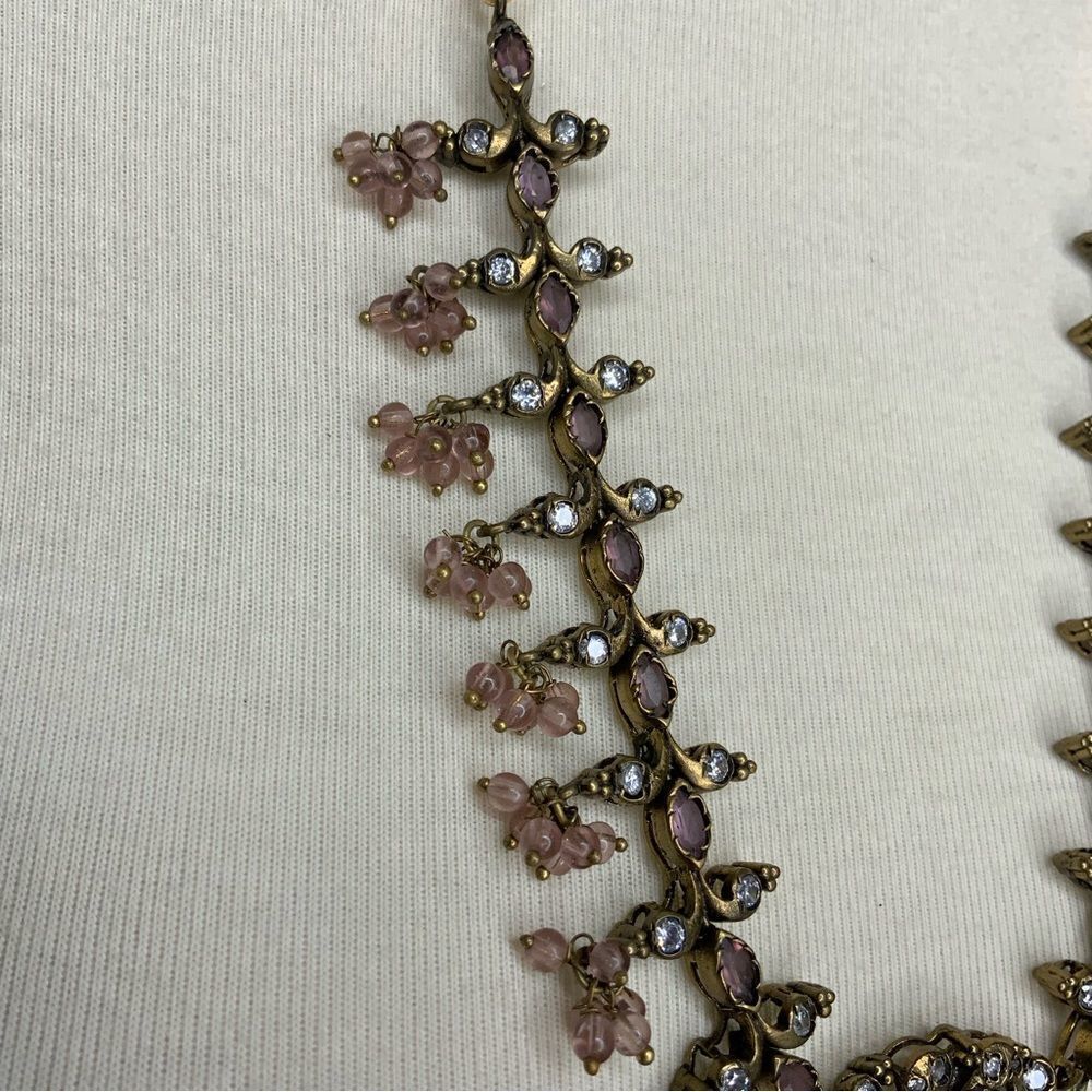Rhinestone and beads brown & burgundy adjustable necklace - Picture 8 of 11